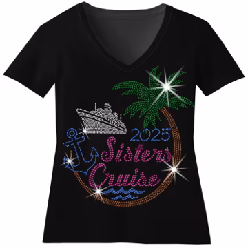 Custom Sisters Cruise Rhinestone Bling Shirt 2025 Family Vacation Top