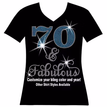 70 and Fabulous Shirt, Birthday Queen Rhinestone Tee, Milestone Birthday Outfit, 70th Birthday Gift