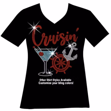 Rhinestone Cruise Shirt, Martini & Helm Sparkle Tee