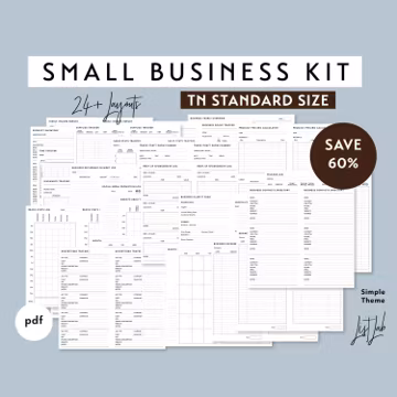 Standard TN SMALL BUSINESS Kit | Printable Traveler's Notebook Inserts Set | pdf | Minimalist Planner | Simple Theme - 24+ layouts