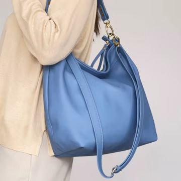 Handmade Leather Hobo Purse for Women – Soft Slouchy Bag – Blue Buttery Soft Handbag - Crossbody Shoulder Purse – Personalized Gift for Her