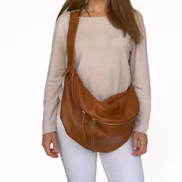 Oversized Leather Sling Bag - Large Leather Fanny Pack Women - XL Bum Bag - Soft Sling Bag -Slouchy fanny pack -Crossbody sling purse - Gift