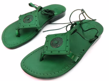 Green Women's Tie Up Sandals, Ladies' Lace Up Summer Sandals, INCA