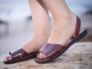 Brown Minimalist Leather Sandals For Women, Ladies Classic Comfortable Shoes, Elegant Classic Flats Sandals, RINA