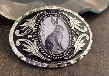 Rabbit Belt Buckle: Vintage Western Style Silver Bunny Buckle
