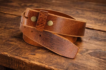 Vintage Style Distressed Leather Belt Strap: Interchangeable Buckle, 1.5" Wide
