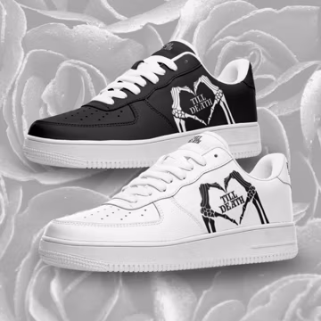 Till Death Custom Bride and Groom Matching Sneakers Bridal Shoes Personalized Wedding Low Top Vegan Leather Sneakers Custom Goth Bride Shoes