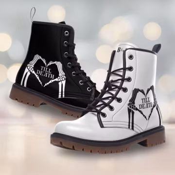 Till Death Do Us Part Bride and Groom Boots, Personalized Weeding Boots, Mr Mrs Shoes Goth Bride Shoes Gothic Wedding Shoes Honeymoon Outfit