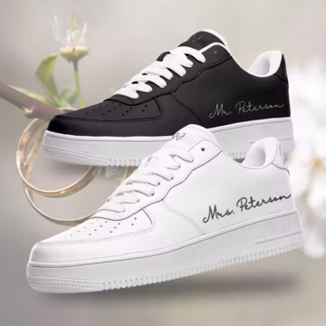 Custom Bride & Groom Sneakers: Personalized Matching Wedding Shoes Vegan Leather Low Top
