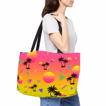 Vaporwave Sunset Tote Bag, Shopping Bag, Book Bag