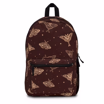 Burgundy Moth Backpack, Full-Sized Backpack w/Water Bottle Pocket