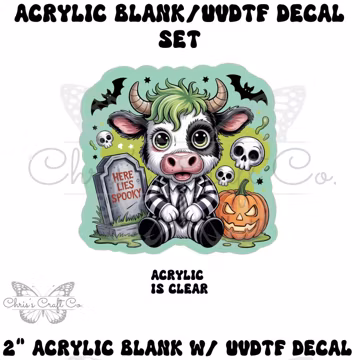 Highland Cow Ghost Acrylic Blank Decal Set, DIY Badge Reels, UVDTF sticker, Unfinished Badge Reel, Badge Reel Blanks