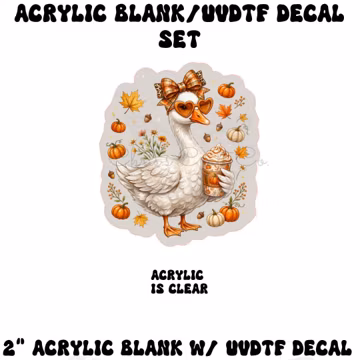 Fall Pumpkin Spice Goose Acrylic Blank UVDTF Decal Set DIY Keychain Badge Reel