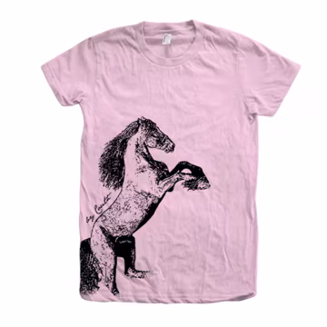 Women Junior Horse Tshirt Custom Hand Screen Print Crew Neck Tshirt Available: S, M, L, Xl
