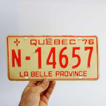 Vintage 1976 Quebec License Plate Farm Vehicle N-14657 Automobile ID Wall Hanging La belle Province Canada Plaque Garage license