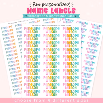 Personalized Colorful Name Labels Waterproof Kids Stickers for Daycare, Water Bottles and School Supplies for Back to School Dishwasher Safe