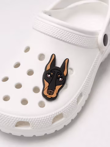 Black Doberman Dog Shoe Charm for Clogs | Soft PVC Pet Lover Shoe Accessory