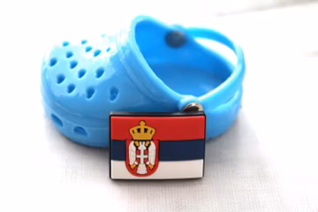 Serbia Flag Clog Charm: Soft PVC Shoe & Bracelet Accessory