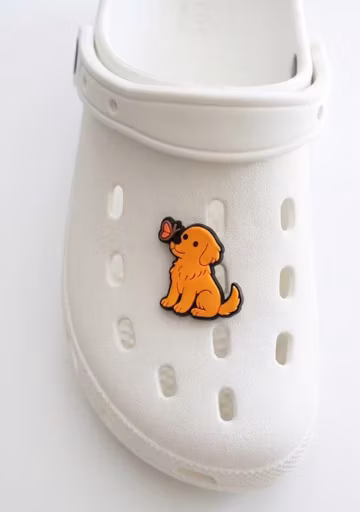 Golden Retriever Puppy & Butterfly Shoe Charm | Durable PVC Clog Accessory