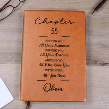 55th Birthday Gift Personalized Journal, 55 Years Old Custom Name Vegan Leather Notebook, Turning Fifty-Five Gift for Sister Best Friend