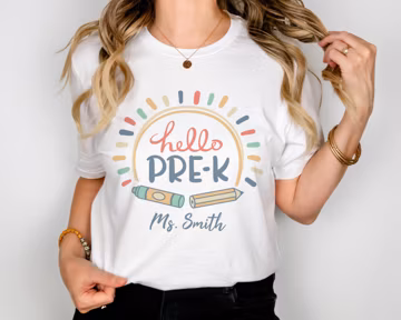 Personalized Hello Pre-K Shirt: Custom Teacher Back to School Tee