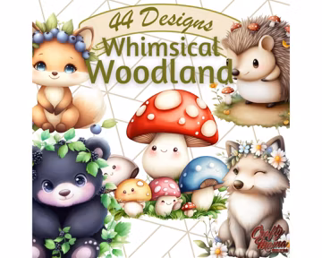 Whimsical Woodland Animals Clipart, Forest Creatures with Berries, Cute Nature PNG, Fantasy Wildlife Art, Rustic Woodland Clip Art