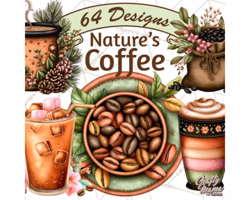 64 Coffee Nature Clipart PNG, Botanical Coffee Watercolor, Sage Green Cafe Graphics, Coffee Beans Plants, Cafe Decor, Sublimation Coffee PNG