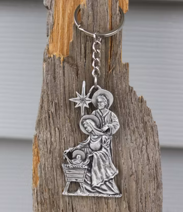 Nativity Keychain Fine Pewter Nativity Scene Key Chain Religious Gift Baby Jesus Hand Made in Michigan made in MI made Hastings Pewter Co