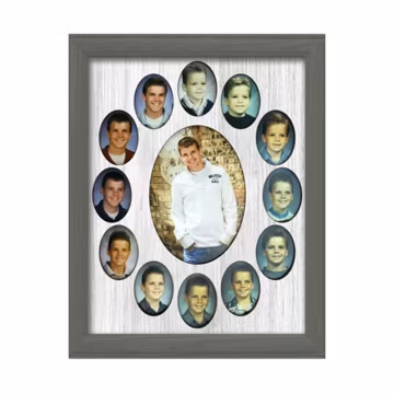 School Years Picture Frame - 10 Color Options (Shown with Stone Gray Frame) - Oval Graduation Collage K-12 - 11x14
