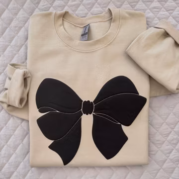 Black Puff Bow Sweatshirt Trendy Bow Sweatshirt | Mommy and Me Sweatshirt | Mother's Day Gift | Unisex Heavy Blend™ Crewneck Sweatshirt