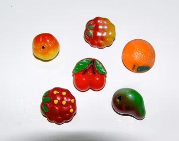 Vintage Realistic Glass Fruit Buttons