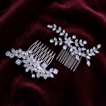 Cubic Zirconia Bridal Hair Comb Wedding Headpiece Bride Brides Floral CZ Crystal Combs Jewelry Accessory Weddings Party Event Gift