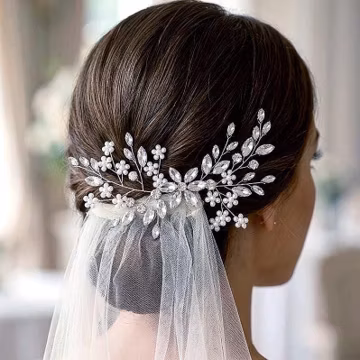 Floral Bridal Hair Comb Pearl Wedding Jewelry Headpiece Accessory Weddings Accessories Silver Gold Hairpiece Bride Brides Gift Party Event