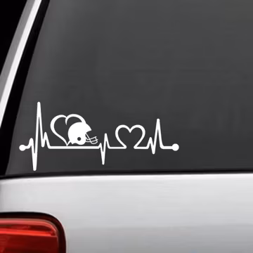 Football Helmet Heartbeat Lifeline Decal Sticker for Car Window K1122