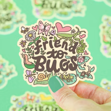 Friend To Bugs Sticker, Weatherproof Vinyl Decal