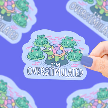 Overstimulated, Cute Turtle, Funny Frogs, Social Anxiety, Introvert, Cute Frogs, Nervous, Anxious, Funny Turtles, Waterproof, Vinyl Sticker