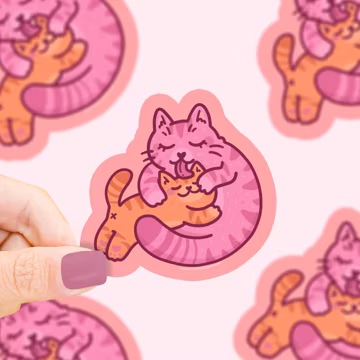 Mama Cat, Mother's Day, Mom, Kitten, Cats, Sweet, Baby Animals, Cat Lover, Mother, Kitty, Waterproof, Dishwasher Safe, Vinyl Sticker