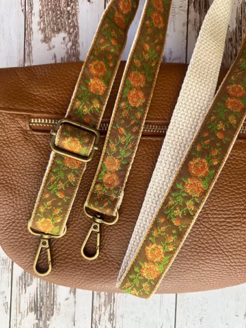 Embroidered Purse Strap 1" Thin, Floral Crossbody Purse Strap, Adjustable Woven Bag Strap, Colorful Guitar Replacement Strap for Handbag