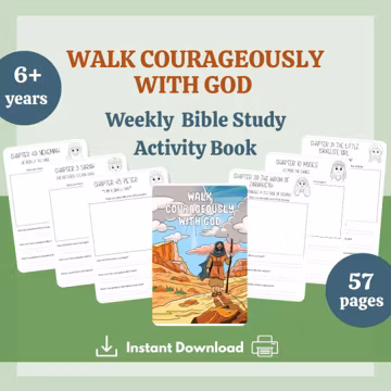 Walk Courageously With God JW Kids Bible Study Activity Book Meeting & Family Worship Workbook Printable Instant Digital Download