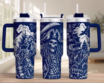 Pirate Tumbler Wrap Laser SVG File: 40oz Engraved Design (Instant Download)