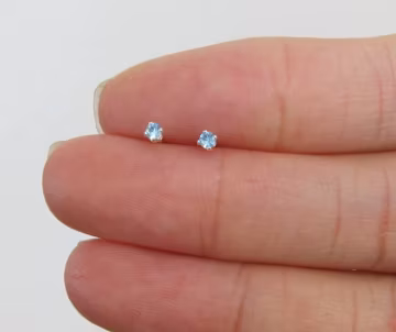 Sterling Silver 2mm, 2.5mm, 3mm, 4mm Aqua Blue Stud Earrings, birthstones, Cartilage Earring. tiny stud earrings, simple dainty earrings,