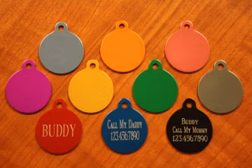 PET Supplies Quality Custom Engraved CIRCLE Tag Pet ID Identification With Free Shipping. Dog, Cat. (**Buy 3 Get 1 free!!**)