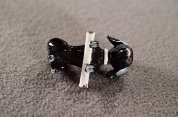 Vintage Art Deco Style Enameled Jet Black Dog Newspaper Pin Brooch Jewelry K#50
