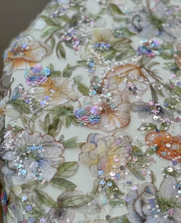 Stunning Multi-colors Heavily Sequined Embroidery Lace Fabric, blossom flower lace for Couture Dress, Evening stage gown, Celebration