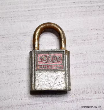 Vintage TAYLOR Padlock No Key Old Weathered Pad Lock Collectible Restoration Steampunk Panchosporch