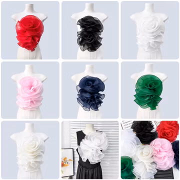 Large Flower, Organza Flower, Flower Girl Dress, Shoulder Corsage, Bridal Shower Flower Accessories - 7 Colors