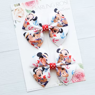 SALE! DCL Disney Cruise Line inspired pigtail hair bow hairbow - hair clip - cruise outfit - sailor Mickey