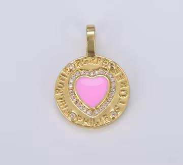 Gold Filled Enamel Heart Charms, Enamel Heart Adjustable Bail Pendant Medallion Charm for Jewelry Making, Personalized Gift Jewelry CP1564