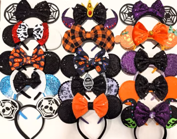 Halloween Minnie Mouse Ears, Cosplay villans Mickey Minnie ears, Mouse Ears Headband for man, Purple Sequin Ears for Halloween Costume