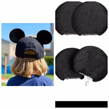 Magnetic Mouse Ears for Hats, Removable Magnet Minnie Ear for Cap, Interchangeable Mickey Ears for Baseball Hat, Trucker, Snap Back, Bucket